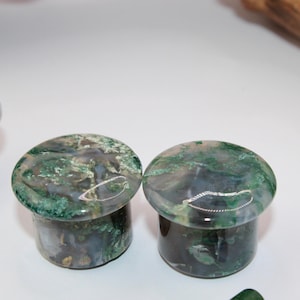 Moss Agate Grade A Stone Single Flare Plugs/Gauges for Stretched Ears