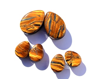 Tiger Eye Tear Drop Stone Plugs/Gauges for Stretched Ears
