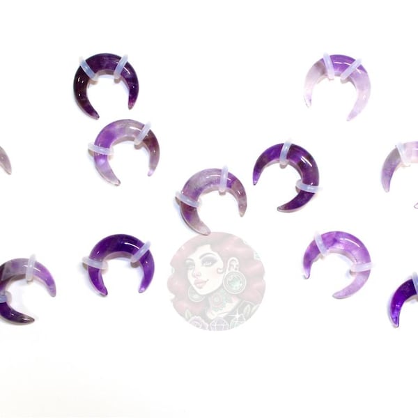 Amethyst Pinchers Polished Purple Stone Gauges - Organic Septum Gauge - Natural Ear Gauge 4mm-6mm