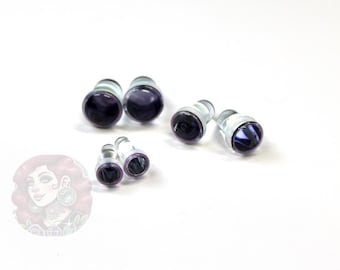 Single Flare Purple Glass Plugs per Pair or Kit – Sizes 1.6mm (14g) to 10mm (00g)