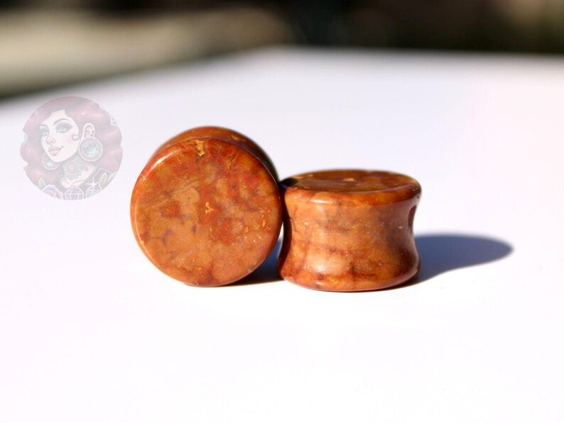 Orbicular Jasper Double Flare Plugs – Natural Stone Ear Gauges Pair