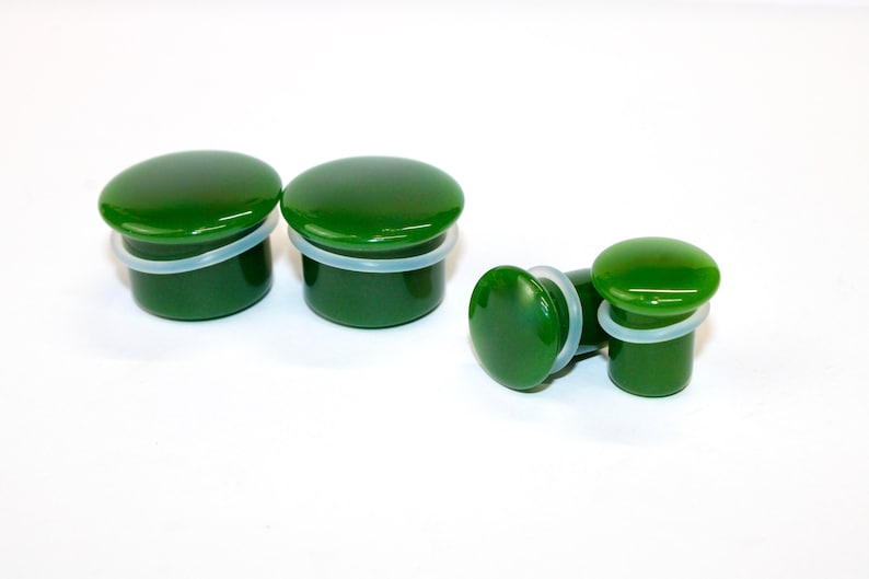Green Jade Single Flare Stone Plugs