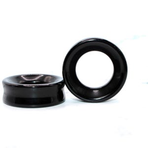 Obsidian Double Flare Tunnel Plugs PAIR 6mm-51mm!