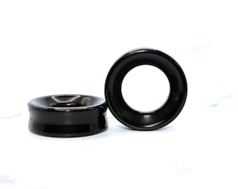 Tapones de túnel de piedra negra de obsidiana (PAR) de 6 mm a 51 mm