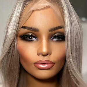 Cinamon & Platinum Mix  26&quot; Layered Monofilament Free Part Synthetic Heat Resistant Lace Front/ Partially Hand Tied Wig