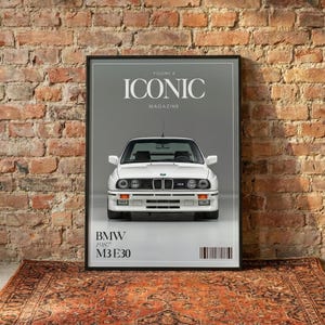 BMW M3 E30 Poster Vintage Car Wall Art Magazine Style Garage Decor Digital Download  Only