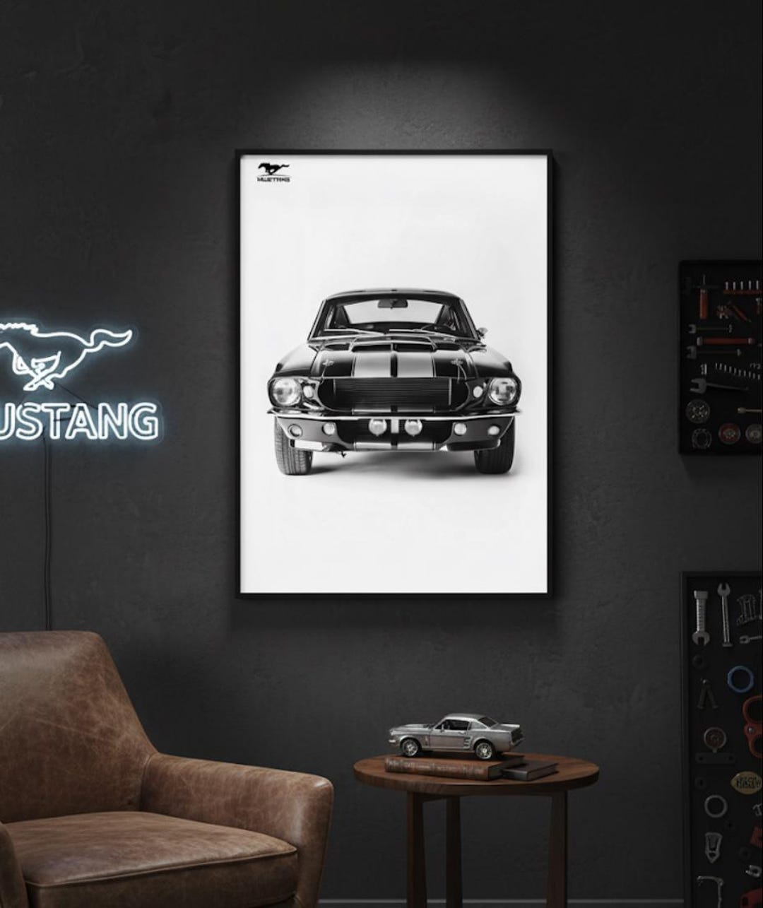 Ford Mustang Poster | Classic Shelby GT500 Wall Art | Vintage American ...