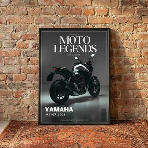 Yamaha MT-07 2021 Poster | Digital Download Only | Moto Legends Magazine Cover | Motorcycle Wall Art | Biker Gift | Modern Home Decor