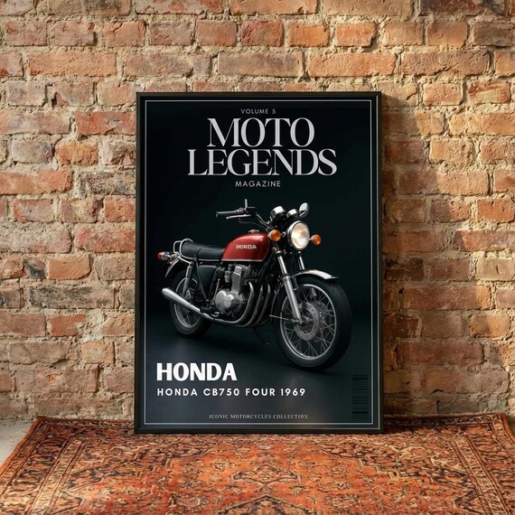 Honda CB750 Four 1969 Poster | Vintage Motorcycle Wall Art | Retro 