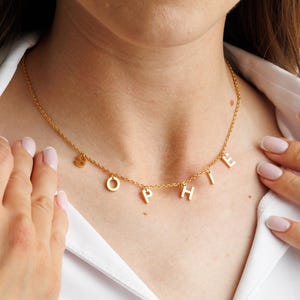 Custom Letter Necklace – Spaced Letter Necklace, Personalized Initial Name Necklace, Personalized Name Jewelry, Letter Choker, Gift for Her