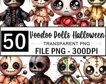 Spooky Dolls Clipart Bundle, Voodoo Dolls Png Clipart, Spooky Season Clipart, Creepy Dolls Png, Horror Haloween Clipart, 50 Design Png