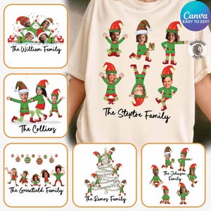 Paquete de más de 6 imágenes PNG navideñas familiares, imágenes PNG navideñas con caras personalizadas, paquete de imágenes PNG navideñas de mascotas, imágenes PNG del equipo navideño, imágenes PNG de Buddy el Elfo, imágenes PNG navideñas