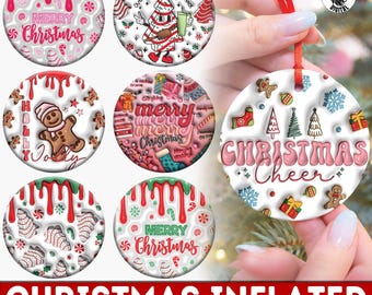 20+ Christmas Inflated Ornament Bundle, 3D Christmas Png Bundle, Round Christmas Ornament Png, Christmas Png, Commercial Use