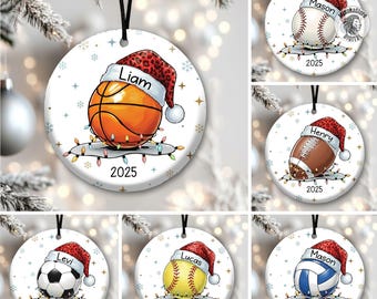 6+ Custom Name Ornament Bundle, Custom Sports Ornament Designs, Custom Balls Ornament Png, Christmas Ornament, Santa Claus Png