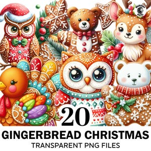 20+ Aquarell Lebkuchen Tiere Clipart, Lebkuchen Tiere Weihnachten Png Bundle, Cookie Png, hochwertige Clipart, kommerzielle Nutzung