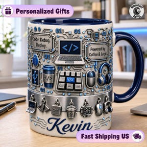 Personalized Programmer Name Mug, Coder Lover Design, Software Developer Coffee Mug, Programmer Birthday Gift, Programmer Hobby Name