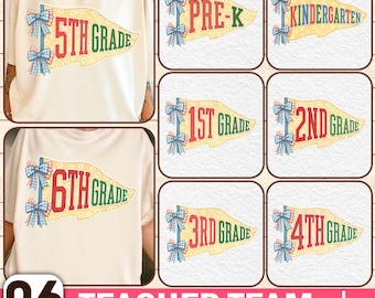 Bundle Png premier jour d'école, 6 PNG niveau scolaire, fanion drapeau année Png Bundle, cadeau professeur Png, rentrée des classes Png, Preppy année drapeau Png