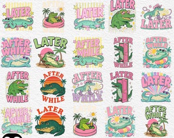 Später Gator Png Bundle, 20 PNG Nach Während Krokodil, Zurück Zu Schule Png, Bis später Alligator Png, Sommer Png Bundle, Preppy Gator Png