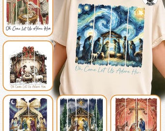 6+ Jesus Christmas  Png Bundle, Oh Come Let Us Adore Him Png, Bible Verse Png Bundle, Nativity Scene Png, Cross Png, Christian Png