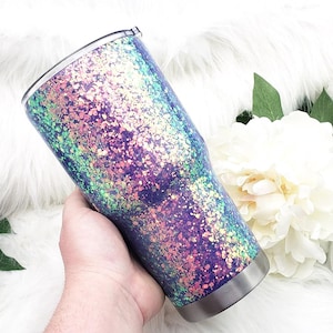 Personalized Purple Glitter Tumbler – Custom Name Cup – Sparkly Insulated Drinkware – 20oz or 30oz Stainless Steel Tumbler – Gift for Her