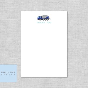 printable CONSTRUCTION thank you cards excavator, backhoe loader, dump truck, cement mixer note card instant download image 3