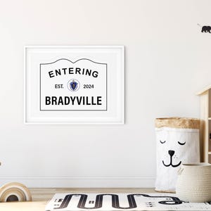 kids sign - entering massachusetts town sign - personalized - printable