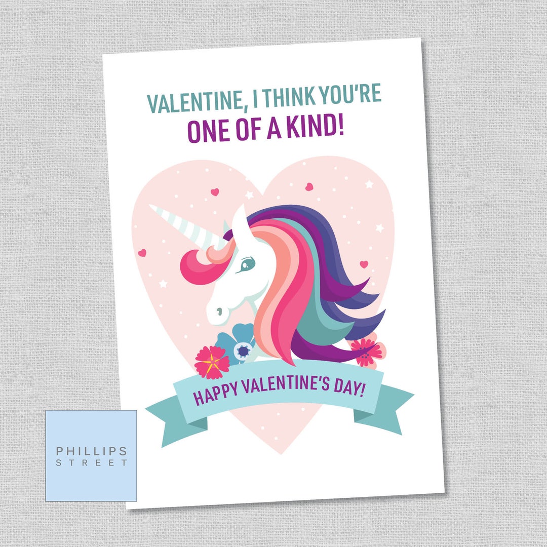 Printable UNICORN Valentine's Day Cards . Unicorn Classroom Valentines . Instant Download . DIY ...