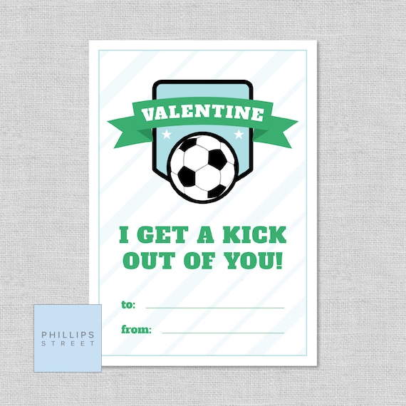 Printable Soccer Valentine S Day Cards Kids Classroom Etsy