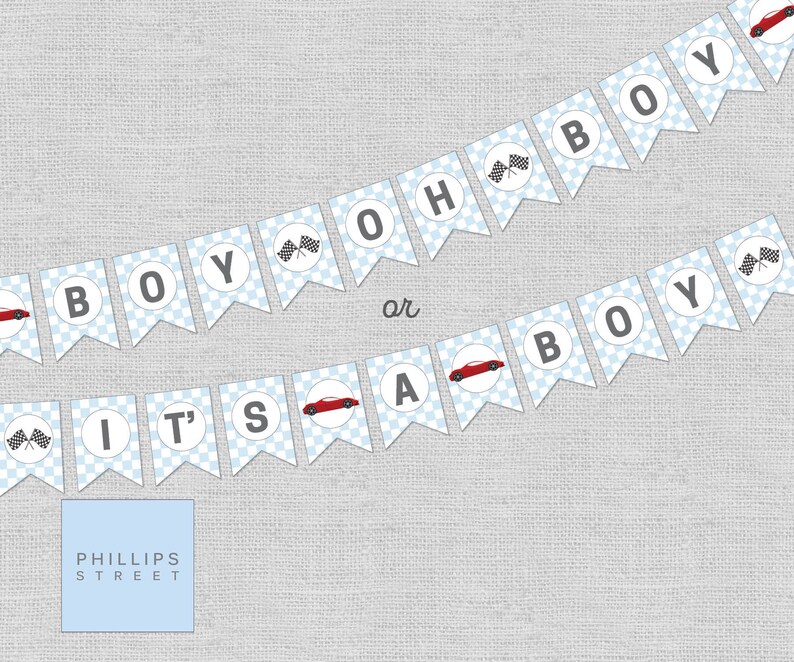 Printable RACE CAR Banner Baby Shower Racing Party Decoration DIY Etsy