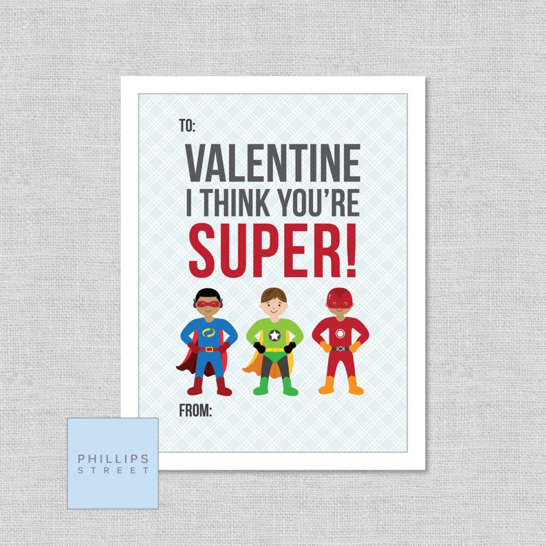 Superhero Valentine s Day Cards Superhero Classroom Valentines Kids Valentines Instant