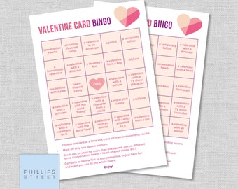 valentine cards BINGO - pink . Valentine's Day . valentines game . kids classroom valentines . instant download . DIY