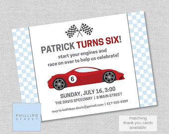 printable RACE CAR birthday party invitation - race car - racecar invite - racing invite