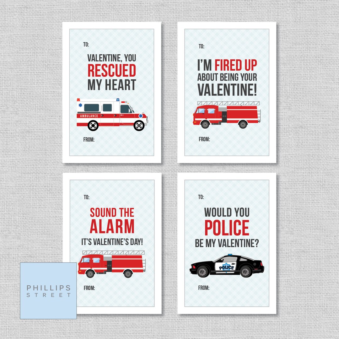 Printable Emergency Vehicle Valentine's Day Cards . Classroom Valentines . Children's Valentines . Police Car . Fire Truck . Ambulance - Etsy printable-emergency-vehicle-valentine-s-day-cards-classroom-valentines-children-s-valentines-police-car-fire-truck-ambulance-etsy