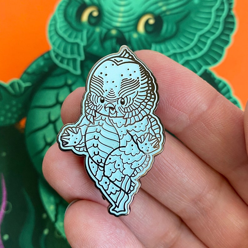 Ricky the Wee Monster Babe Pin Glow-In-The-Dark Kewpie Enamel Pin Badge by Stacey Martin Tattoos image 1