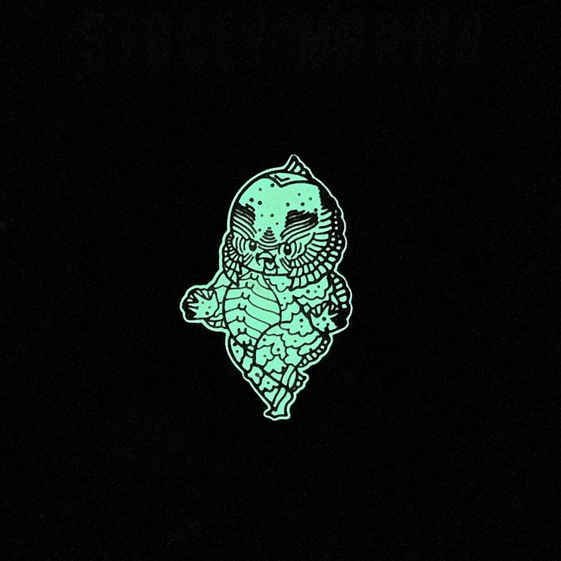 Ricky the Wee Monster Babe Pin Glow-In-The-Dark Kewpie Enamel Pin Badge by Stacey Martin Tattoos image 4