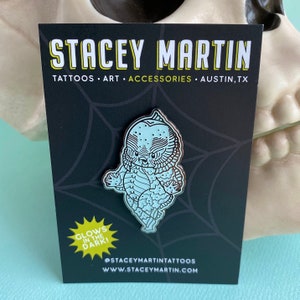 Ricky the Wee Monster Babe Pin Glow-In-The-Dark Kewpie Enamel Pin Badge by Stacey Martin Tattoos image 2