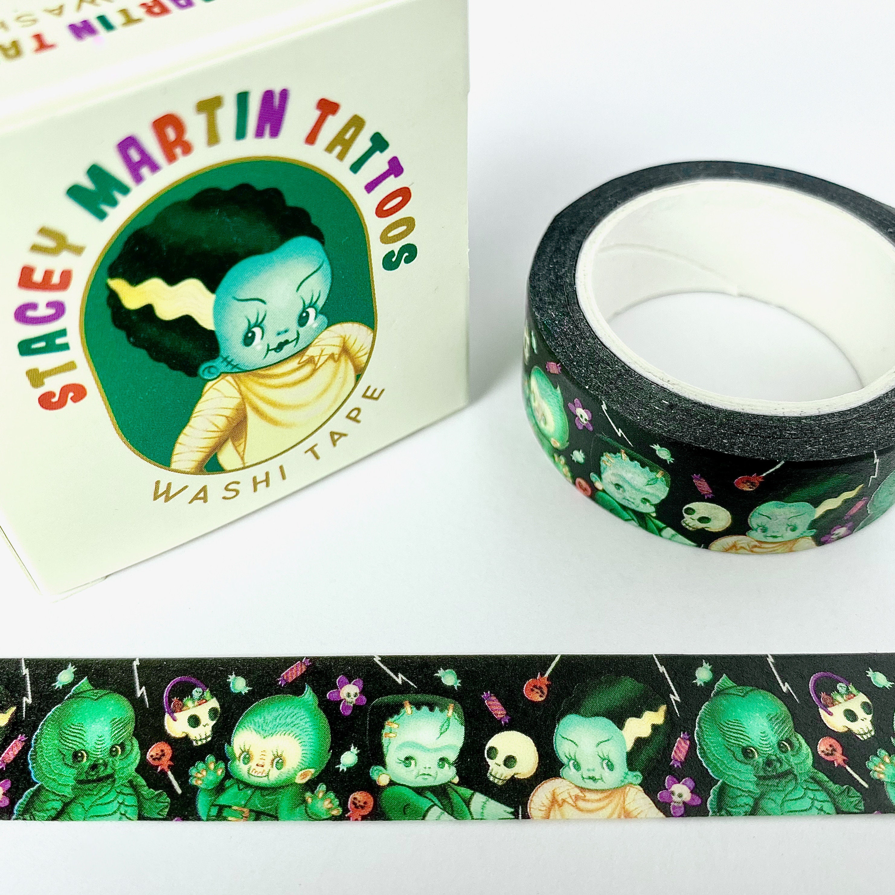 Ghoul Friends Spoopy Monster Kewpie Washi Tape by Stacey Martin Tatto…