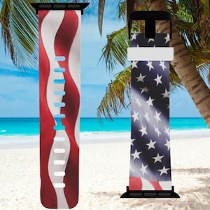 Patriotic Apple Watch Band, USA Flag Design Strap, Independence Day Gift, Memorial Day Accessory, Red White and Blue Watch Band