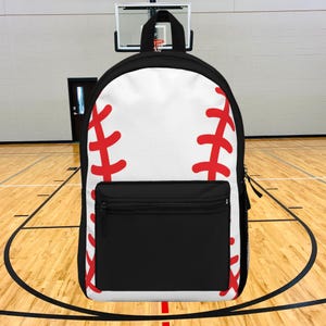 Baseball Backpack for Sport Lovers, Athletic Gear, School, Gym, white Baseball Design, Gift for Players