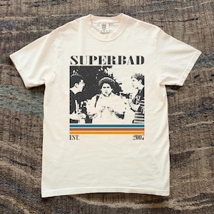 Superbad-tröja, skjorta i bekväma färger, Superbad-filmskjorta, vintagefilmskjorta, retro-t-shirt, klassisk film, födelsedagspresent