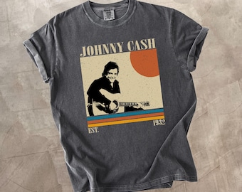 Camiseta gráfica retro de Johnny Cash, camisa musical vintage con colores cómodos