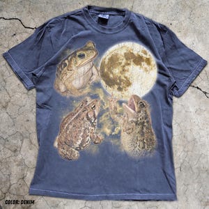 Three Toads Full Moon Graphic Tee, Nature Lover Gift, Cottagecore Frog Shirt