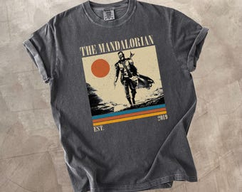 Retro The Mandalorian-shirt, Star Wars-fancadeau, comfortabele kleuren