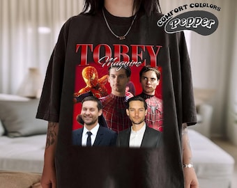 Camiseta retro de Tobey Maguire, colores cómodos, estilo vintage de los 90