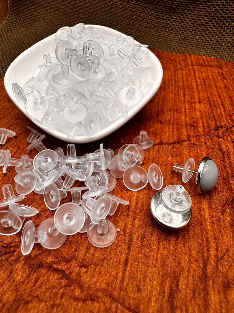 Clear Silicone Rubber Round Ear Plug-stud Earring Backs Stoppers-rubber ...
