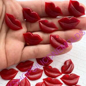 10 pieces TINY LIPS flatback Cabochon for Cellphones-Embellishment-Craft Supplies-Scrapbooking-DIY valentines jewelry making-kawaii cabs.