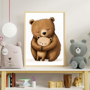 Mom and Baby Bear Nursery Wall Art Print, Animal Nursery Decor, Kids Room Art, Baby Shower Gift, Baby Room Decor, Gender Neutral