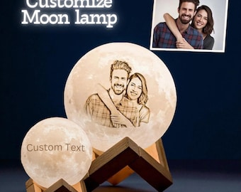 Personalized 3D Printed Moon Lamp: 16 Color LED Night Light with Remote