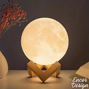 3D Moon Lamp | Custom Size Moon Night Light Lamp | 3D Printed Moon Lamp | 16 Colors LED Night Light | Remote Control Moon Lamp | Gifts