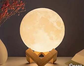 3D Moon Lamp | Custom Size Moon Night Light Lamp | 3D Printed Moon Lamp | 16 Colors LED Night Light | Remote Control Moon Lamp | Gifts